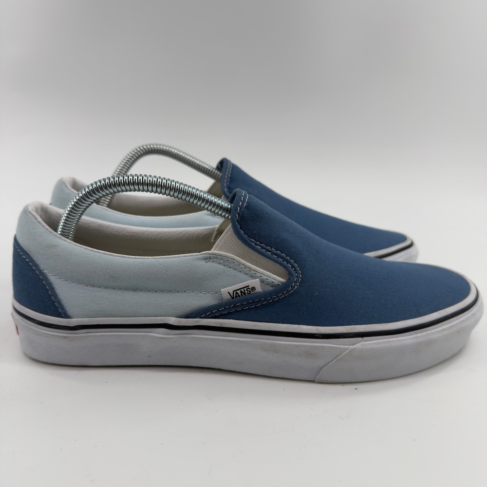 Vans Classic Slip-On Two Tone Blue Canvas Skate Shoes Womens 10.5